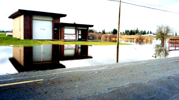 Flooded fire station across the steet from Tony Zgraggen